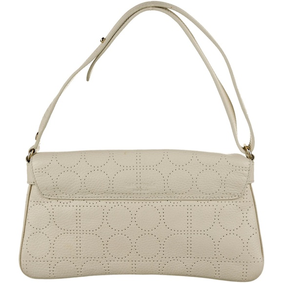 Kate Spade New York Leather Off White Cream Perforated Shoulder Bag Purse - Picture 4 of 16